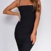 Emprada Dresses Esta Black Ruched Midi Dress