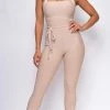 Emprada Emmi Nude Waist Cinching Halter Bandage Jumpsuit Jumpsuits & Rompers