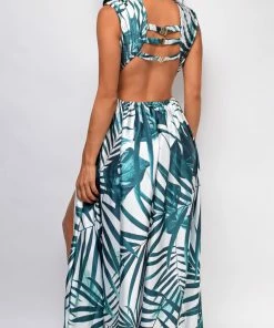 Emprada Maya White Green Tropical Maxi Dress 7 Emprada Maya White Green Tropical Maxi Dress