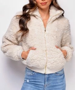 Emprada Outerwear Shiloh Cream Beige Teddy Jacket