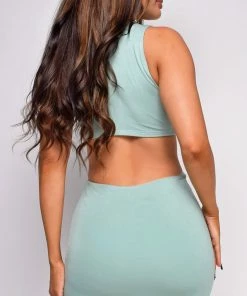 Emprada Dresses Ania Green Sage Cut Out Ring Dress