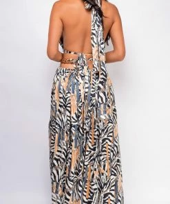 Emprada Dresses Verona White Multi Color Animal Print Double Slit Maxi Dress 7 Emprada Dresses Verona White Multi Color Animal Print Double Slit Maxi Dress