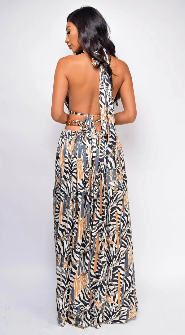 Emprada Dresses Verona White Multi Color Animal Print Double Slit Maxi Dress 4 Emprada Dresses Verona White Multi Color Animal Print Double Slit Maxi Dress