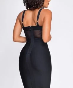 Emprada Casella Black V Neck Bustier Mesh Bandage Dress Dresses 5 Emprada Casella Black V Neck Bustier Mesh Bandage Dress Dresses