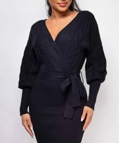 Emprada Maia Black Sweater Dress Dresses