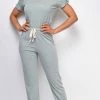 Emprada Willa Sage Green Puff Sleeve Jumpsuit Loungewear