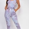 Emprada Loungewear Austin Lavender Purple Tie Dye Jumpsuit