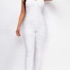 Emprada Jumpsuits & Rompers Kariya White Ruched Jumpsuit