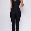 Emprada Jumpsuits & Rompers Emmi Black Waist Cinching Halter Bandage Jumpsuit