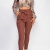 Emprada Kaari Brown High Waist Tie Pants