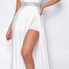 Emprada Janiyah Off White Satin White Gown