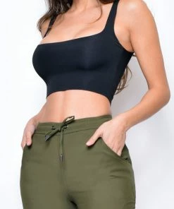 Emprada Tops Ilva Black Square Neck Crop Top