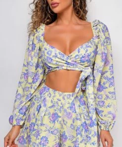Emprada Alice Yellow Blue Floral Print Set