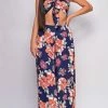 Emprada Maira Blue Coral Floral Front Tie Crop Top & Pants Set