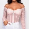 Emprada Tops Vieve Pink Mesh Corset Bodysuit