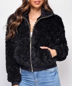 Emprada Outerwear Shiloh Black Teddy Jacket