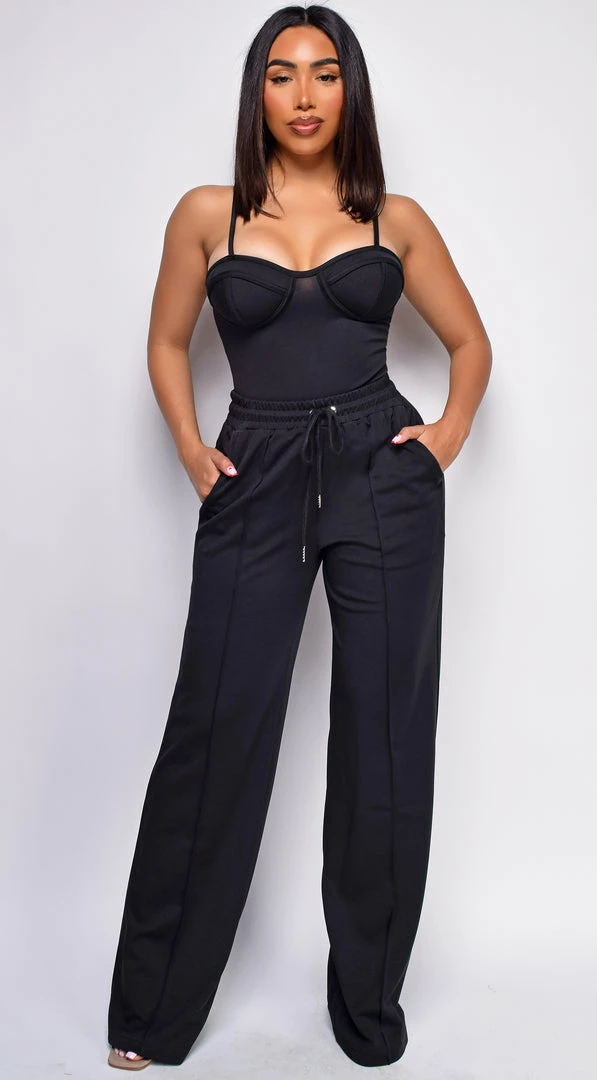 Emprada Sets Madely Black Bustier Wide Leg Pants Set 1 Emprada Sets Madely Black Bustier Wide Leg Pants Set