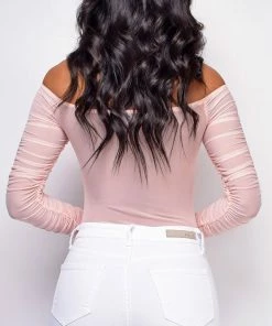 Emprada Tops Vieve Pink Mesh Corset Bodysuit 5 Emprada Tops Vieve Pink Mesh Corset Bodysuit