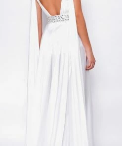 Emprada Janiyah Off White Satin White Gown 5 Emprada Janiyah Off White Satin White Gown