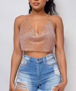 Emprada Tops Lumina Rose Gold Chain Top