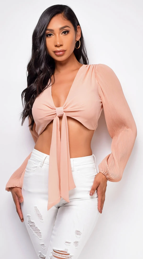 Emprada Giada Pink Front Tie Crop Top Tops 1 Emprada Giada Pink Front Tie Crop Top Tops