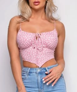 Emprada Kirsten Pink Floral Print Top Tops