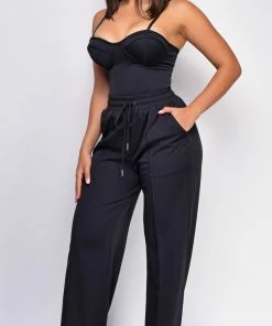 Emprada Sets Madely Black Bustier Wide Leg Pants Set 5 Emprada Sets Madely Black Bustier Wide Leg Pants Set