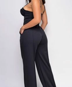 Emprada Sets Madely Black Bustier Wide Leg Pants Set