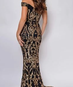 Emprada Rayna Black Gold Off Shoulder Gown 5 Emprada Rayna Black Gold Off Shoulder Gown