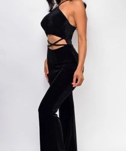 Emprada Velvet Dresses Kennedy Black Velvet Jumpsuit