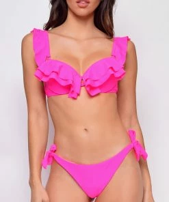 Emprada Sardinia Hot Pink Ruffle Two Piece Bikini Swimsuit