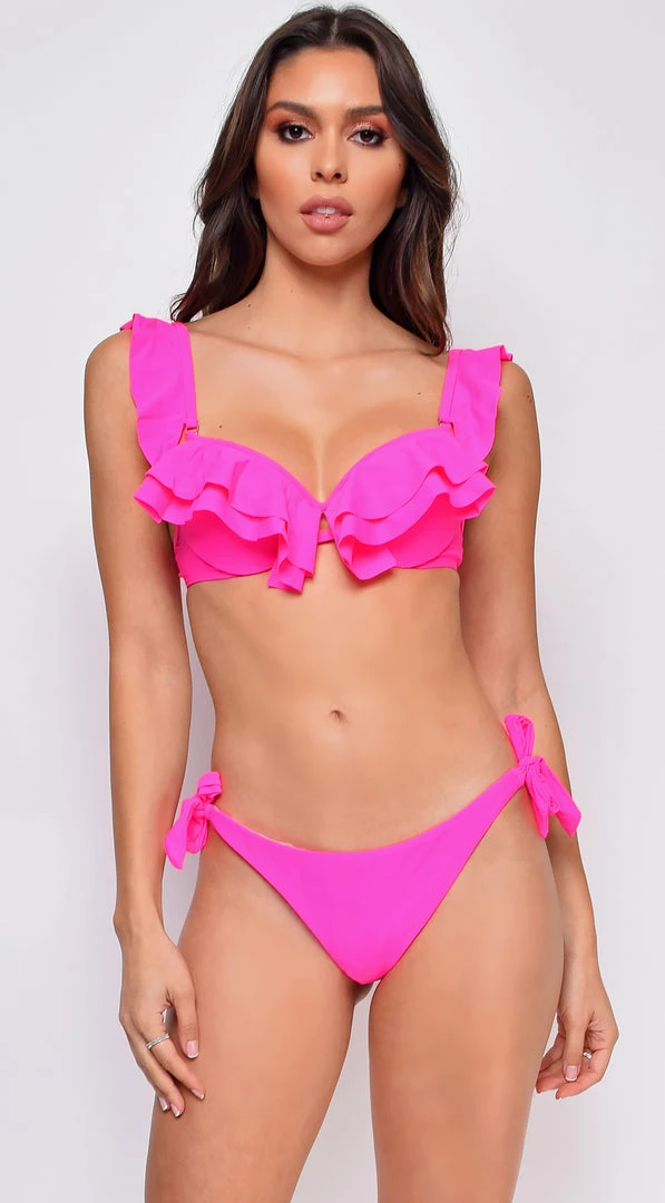 Emprada Sardinia Hot Pink Ruffle Two Piece Bikini Swimsuit 1 Emprada Sardinia Hot Pink Ruffle Two Piece Bikini Swimsuit