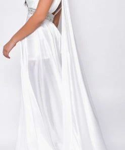 Emprada Janiyah Off White Satin White Gown