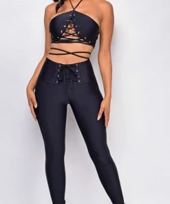 Emprada Aarvi Black Lace Up Set Sets