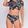 Emprada Minorca Camo Tie-Up Crop Top Bikini