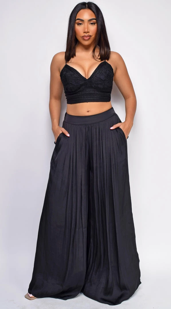 Emprada Paris Black Pleated Wide Leg Pants 1 Emprada Paris Black Pleated Wide Leg Pants