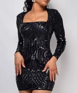 Emprada Dresses Betta Black Sequin Dress