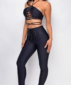 Emprada Aarvi Black Lace Up Set Sets