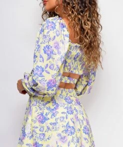 Emprada Alice Yellow Blue Floral Print Set 5 Emprada Alice Yellow Blue Floral Print Set