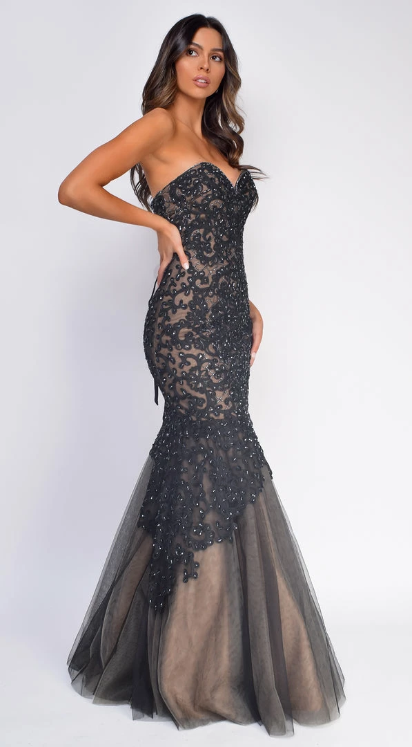 Emprada Miabella Black Nude Strapless Mermaid Gown 2 Emprada Miabella Black Nude Strapless Mermaid Gown