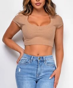 Emprada Runway Mocha Brown Crop Top