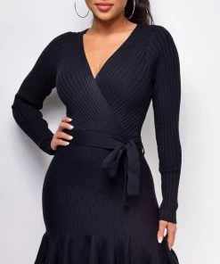 Emprada Lane Black Ribbed Dress