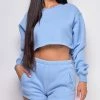 Emprada Blue Dresses Cozy Up Blue High Waist Shorts & Crop Sweater Lounge Set