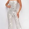 Emprada Jumpsuits & Rompers Savia Silver Belted Jumpsuit