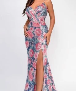 Emprada Dresses Zia Pink Floral Sequin Gown