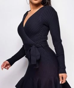 Emprada Lane Black Ribbed Dress