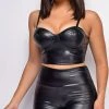 Emprada Asia Black PU Bustier Top