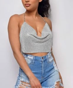 Emprada Lumina Silver Chain Top Tops