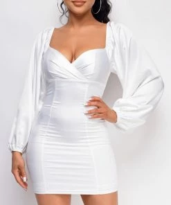Emprada Dresses Belize White Satin Dress