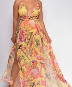 Emprada Ansley Yellow Floral Print Maxi Dress Dresses 10 Emprada Ansley Yellow Floral Print Maxi Dress Dresses